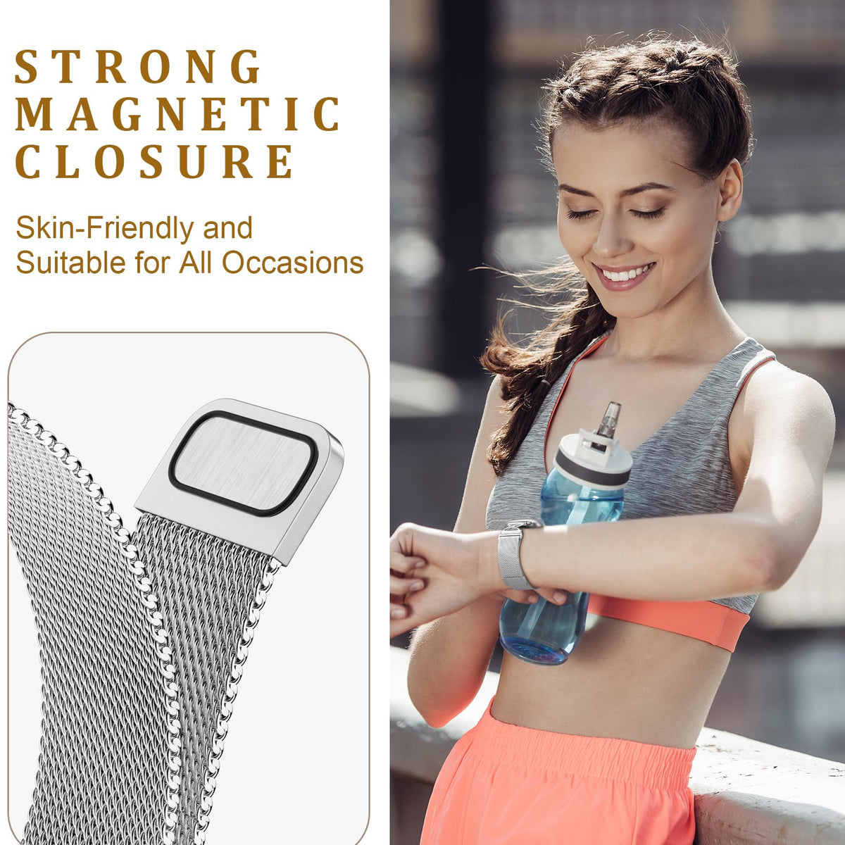 JKD soft mesh loop strap for Fitbit Sense Versa 4, breathable for all-day comfort.