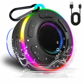 JKEROSSTARS portable Bluetooth speaker with LED lights for vibrant poolside ambiance.