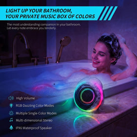 JKEROSSTARS waterproof IPX6 shower speaker withstands splashes and light rain.