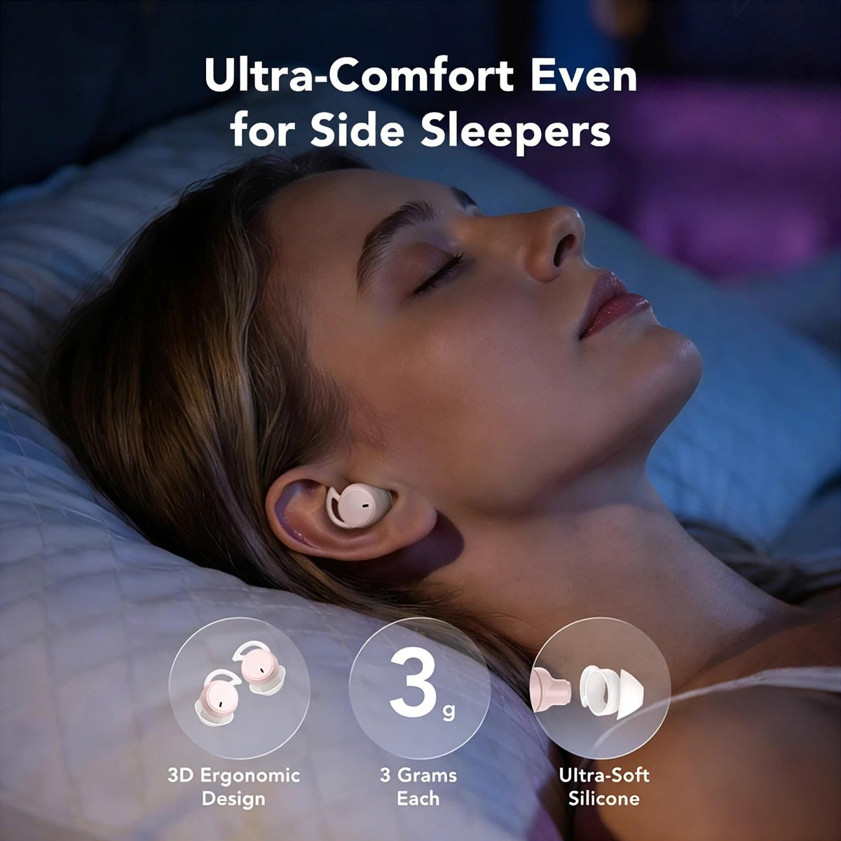 JKNKCO MS217 active noise cancellation blocks ambient noise for a quieter night.