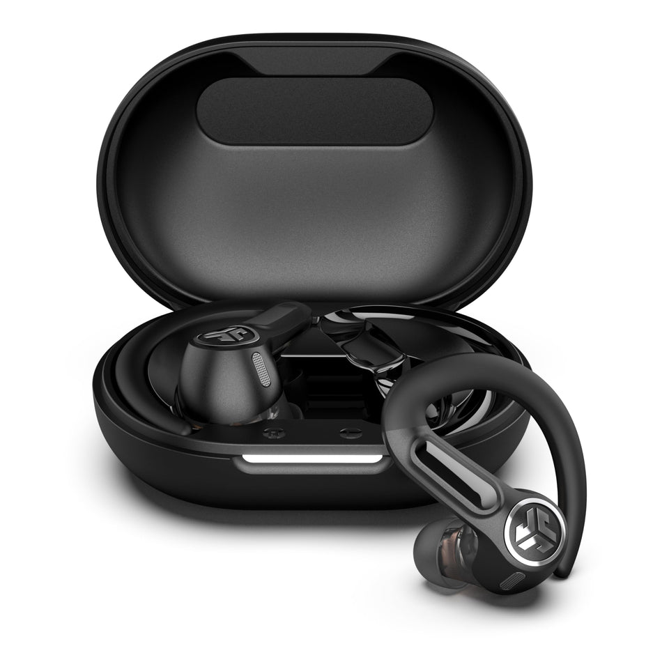 JLab Epic Air Sport ANC3 charging case with earbuds for all-day power on the move.