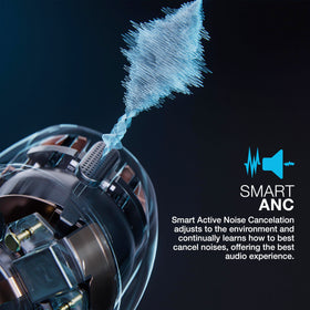 JLab Epic Lab Edition dynamic driver detail emphasizing deep bass performance.