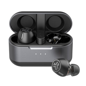 JLab Epic Lab Edition earbuds left view showing sleek design for all-day wear.