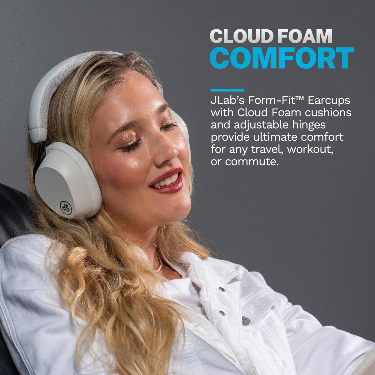 JLab Epic Lux cloud foam earcups for all-day comfort