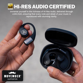 JLab Epic Open Sport Earbuds earhook design securing fit during activity