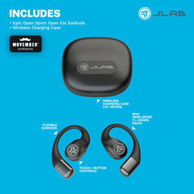 JLab Epic Open Sport Earbuds USB-C charging for quick power refresh