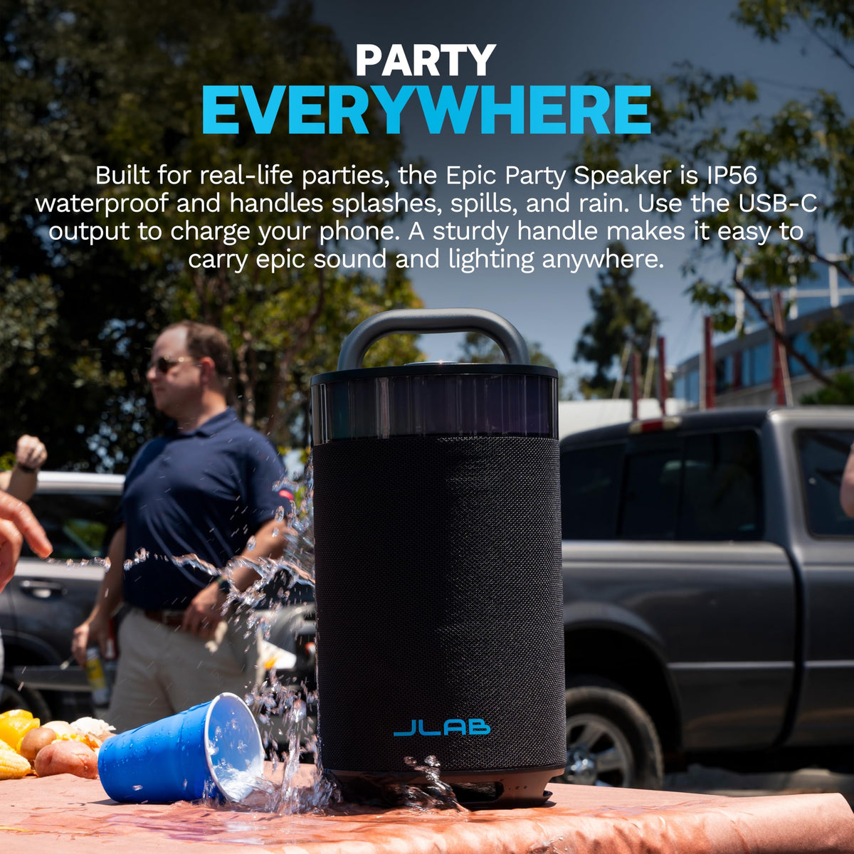 JLab Epic Party USB-C charging doubles as a power bank