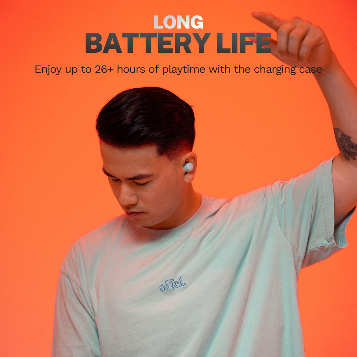 JLab Go Air Pop+ Bluetooth 5.3 for fast, stable connections.