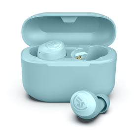 JLab Go Air Pop+ case open ready for quick charging on the go