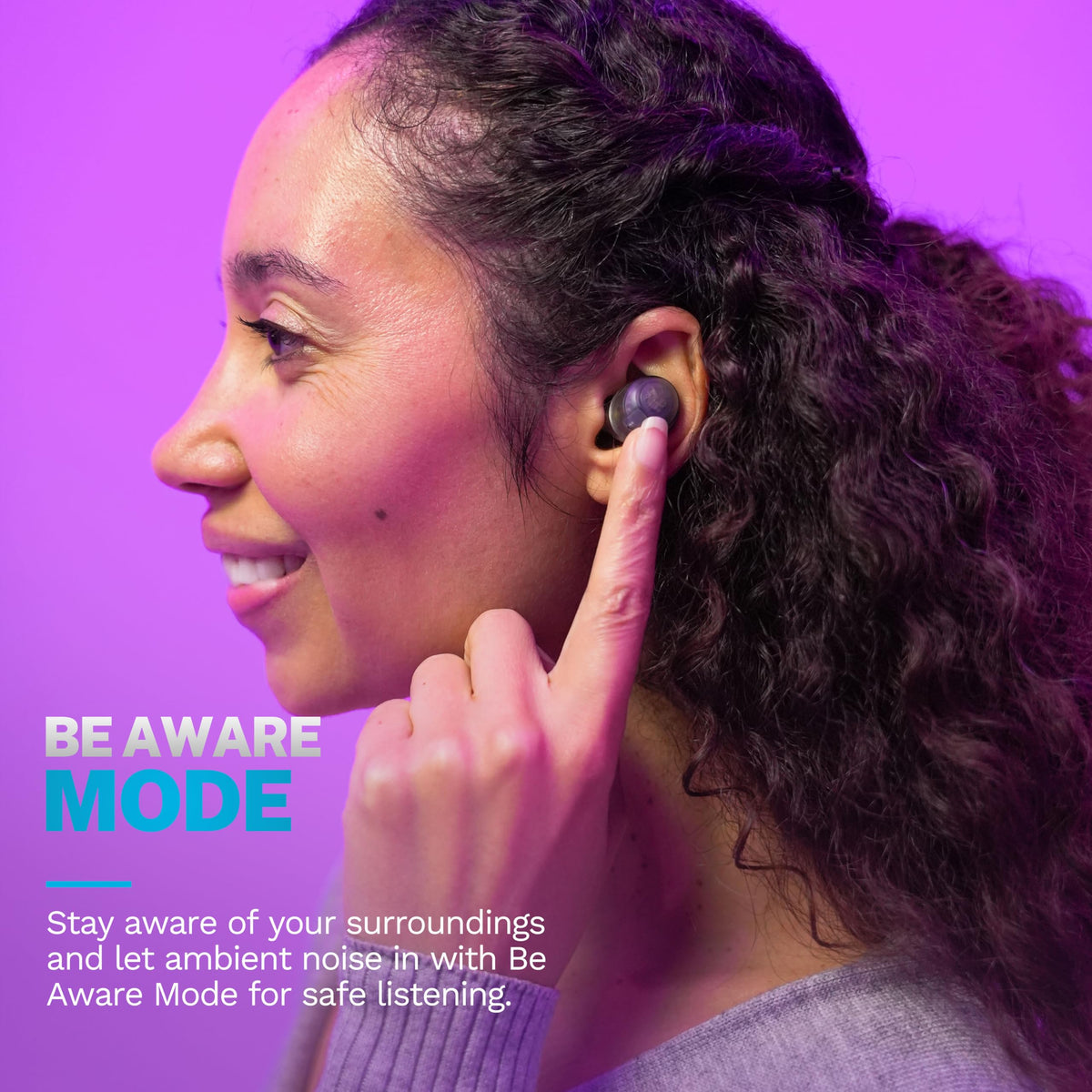 JLab Go Air Pop+ close-up of earbud texture for secure comfortable fit