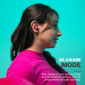 JLab Go Air Pop+ earbuds in-ear fit for secure comfort during workouts.