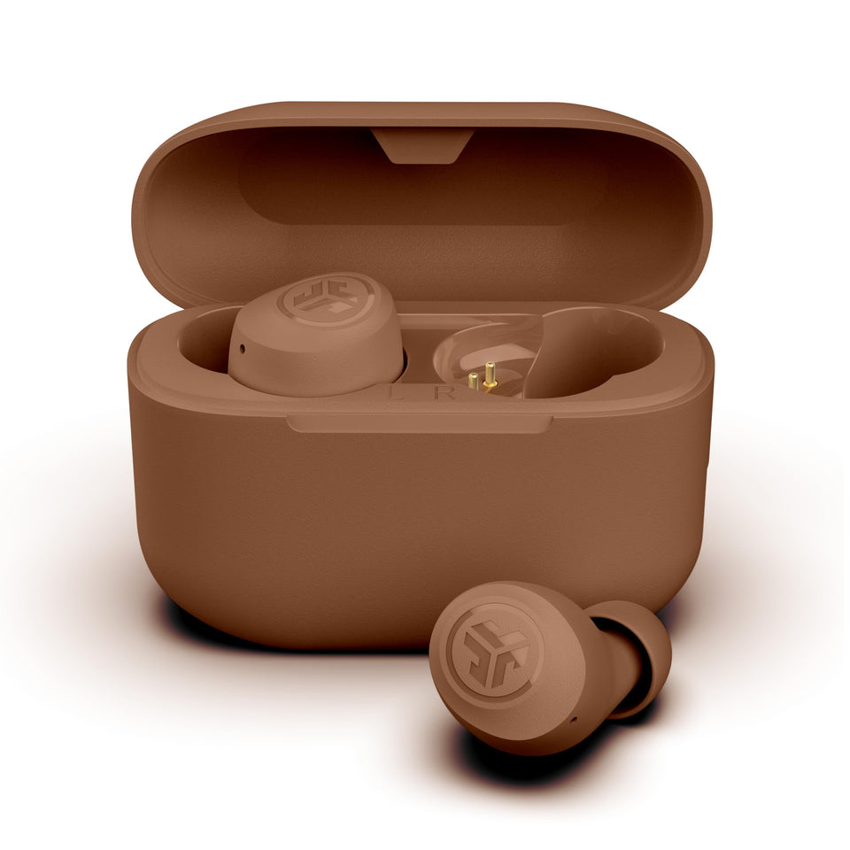 JLab Go Air Pop+ Earbuds ready for daily listening with lightweight comfort.