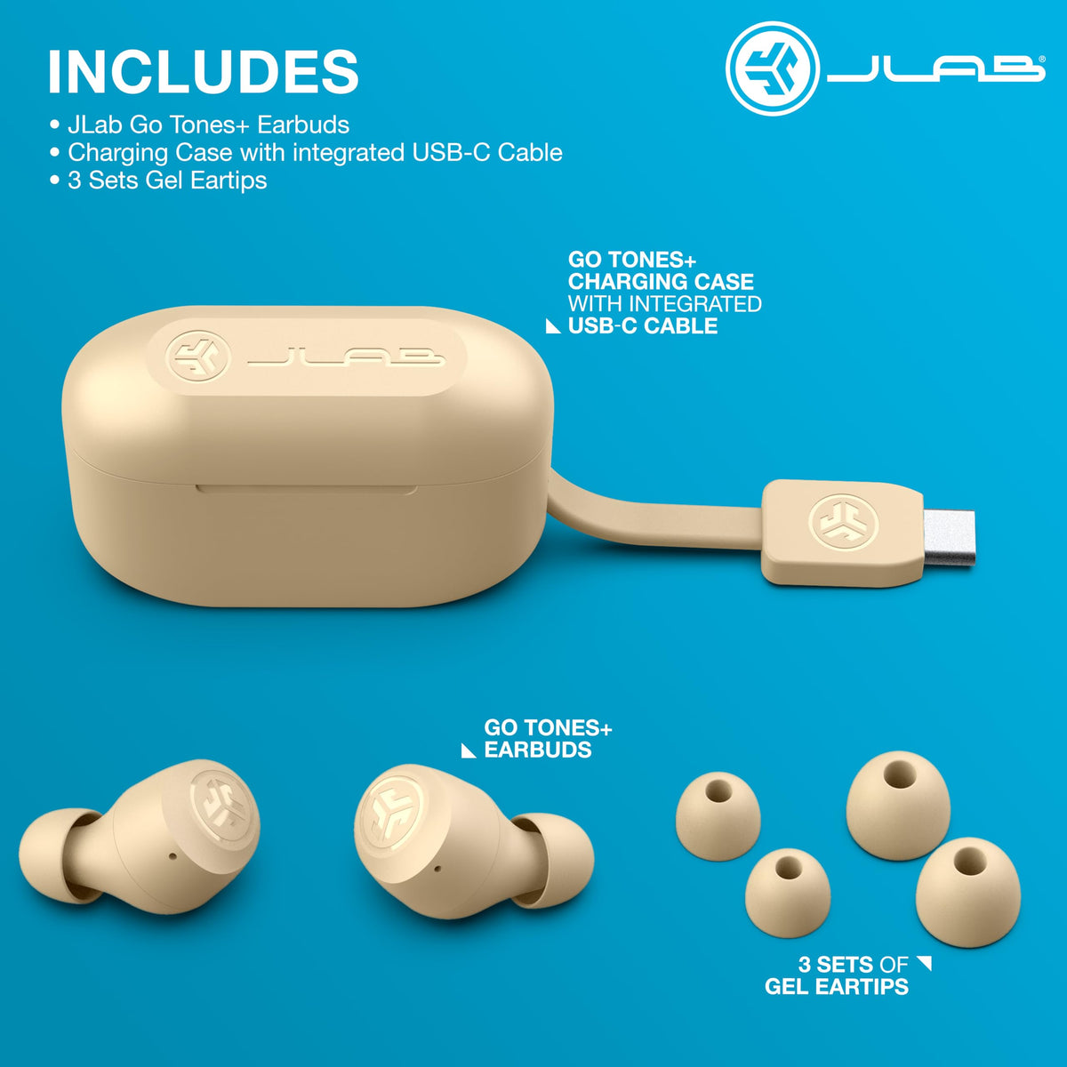 JLab earbuds worn by runner showing sweat resistance and active use