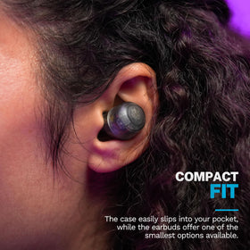 JLab Go Air Pop+ beside a coin to show compact portable size