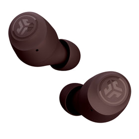 JLab close-up of earbud detail showing texture and ergonomic fit benefit