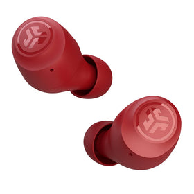 JLab Go Air Pop Rose case open showing compact, portable design.