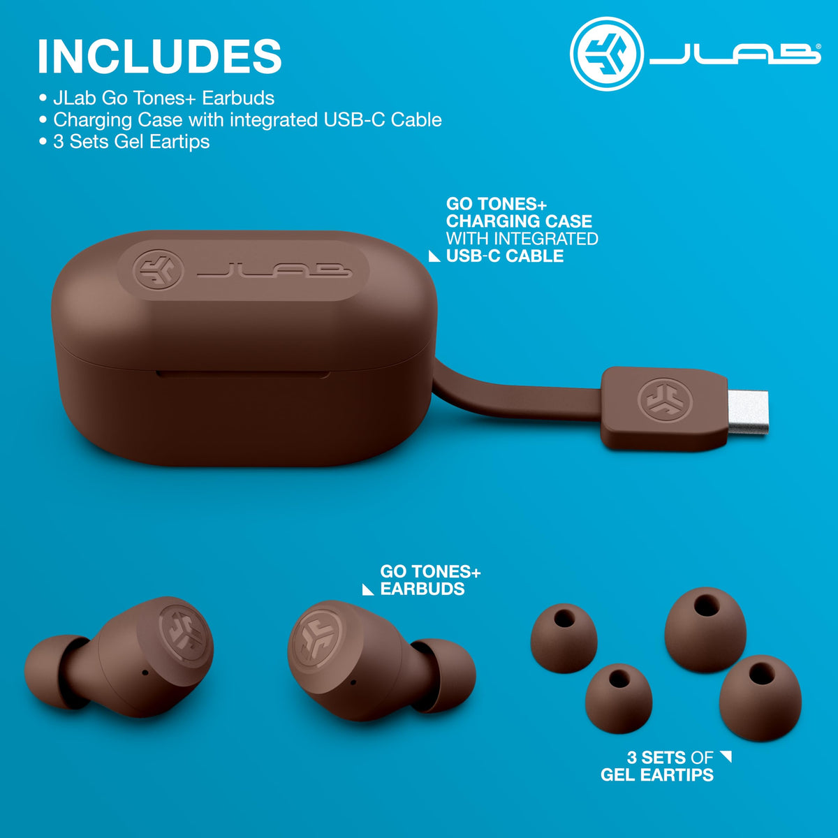 JLab Go Air Pop+ Tones in-ear while running showing secure fit for exercise