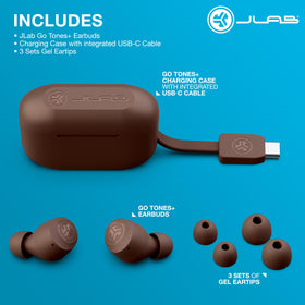 JLab Go Air Pop+ Tones in-ear while running showing secure fit for exercise