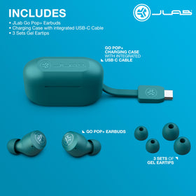 JLab Go Air Pop+ being used while running, illustrating sweat resistance and stability