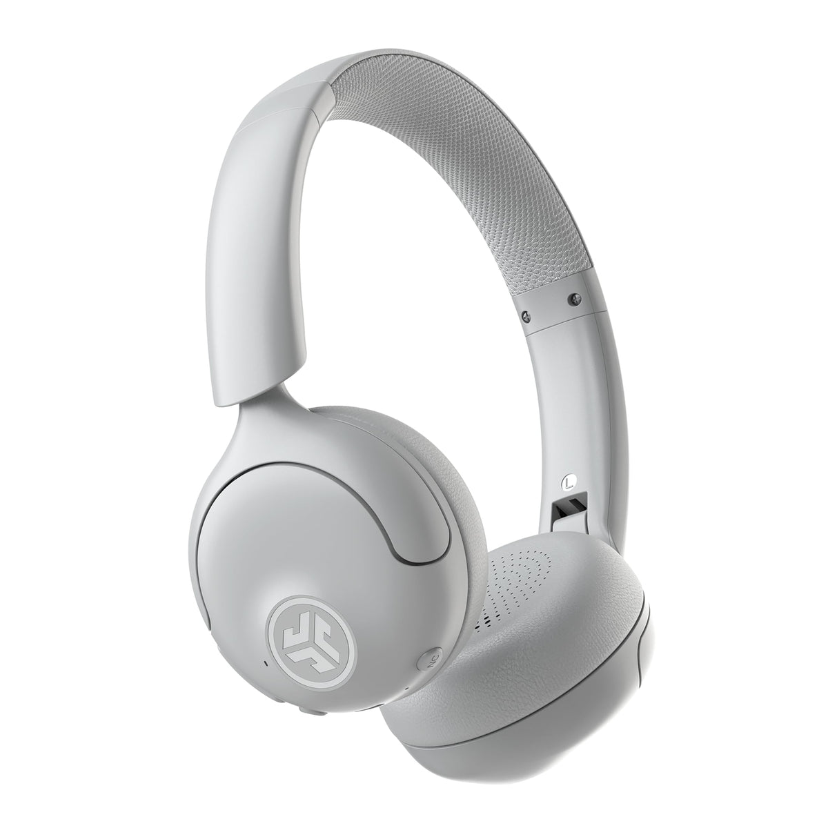 JLab Go Lux ANC front view showing clean cloud white design and comfort