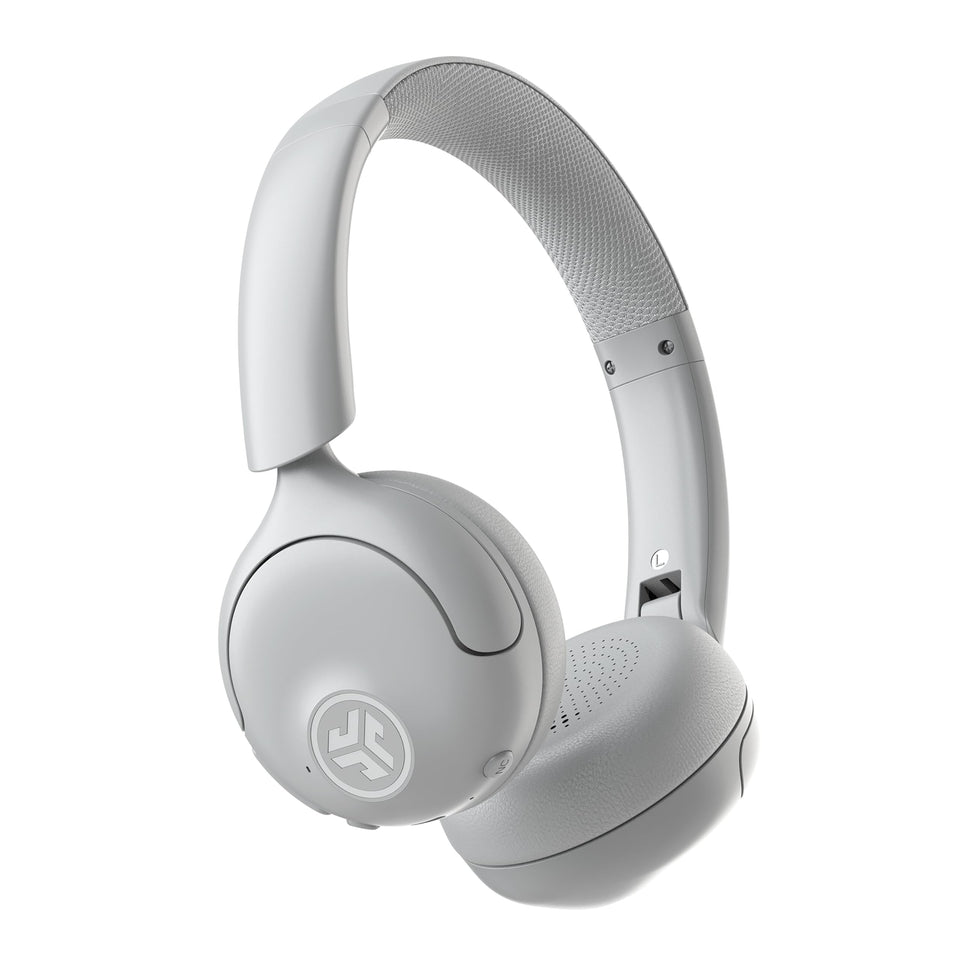 JLab Go Lux ANC front view showing clean cloud white design and comfort