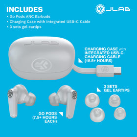 JLab Go Pods ANC in commuter setting showing noise reduction and travel convenience