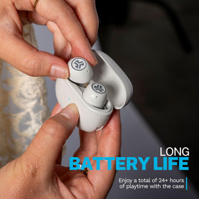 JLab Go Pop ANC earbud close-up of 10mm driver for clear full-range audio
