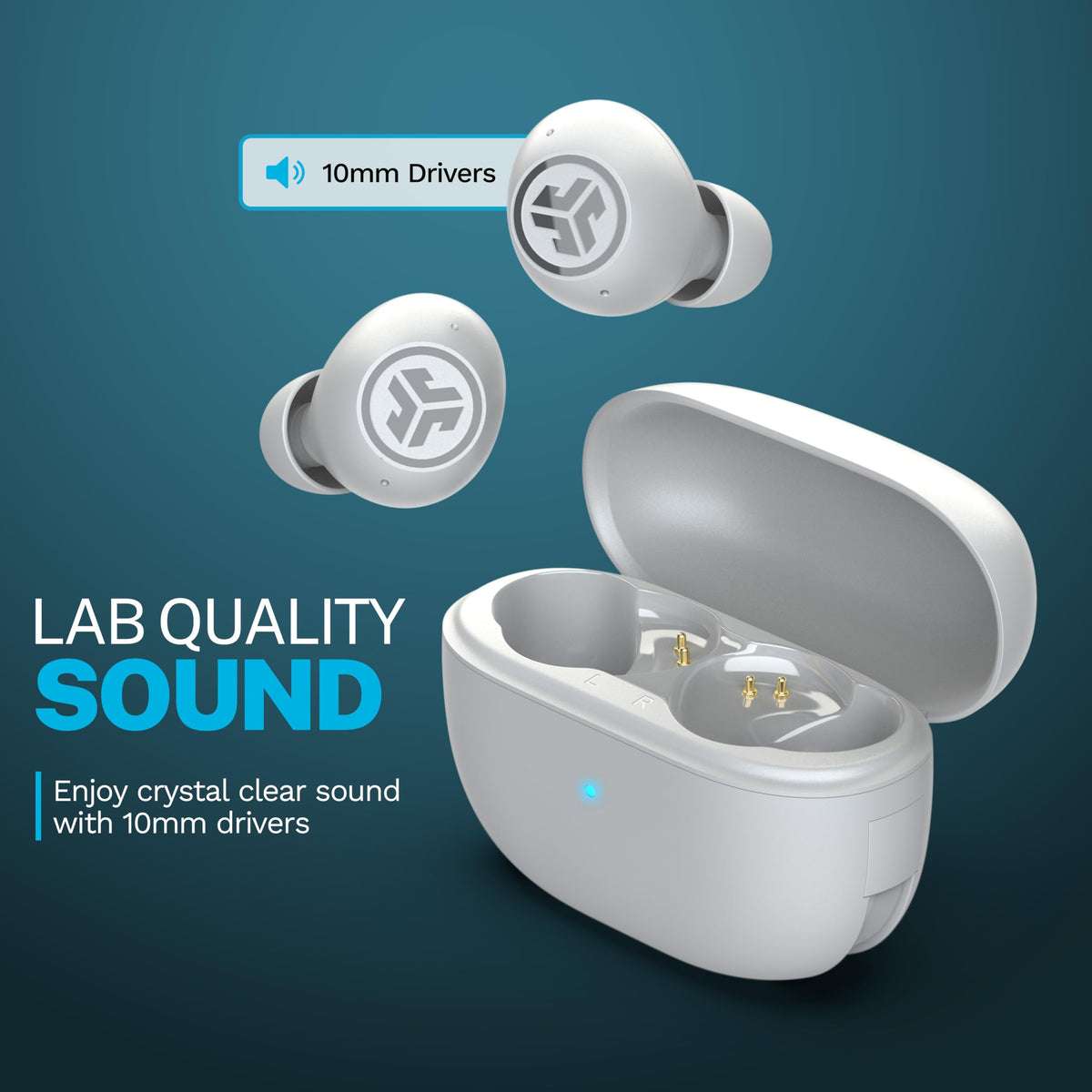 JLab Go Pop ANC in-ear fit with gel tip for secure comfort and improved noise isolation