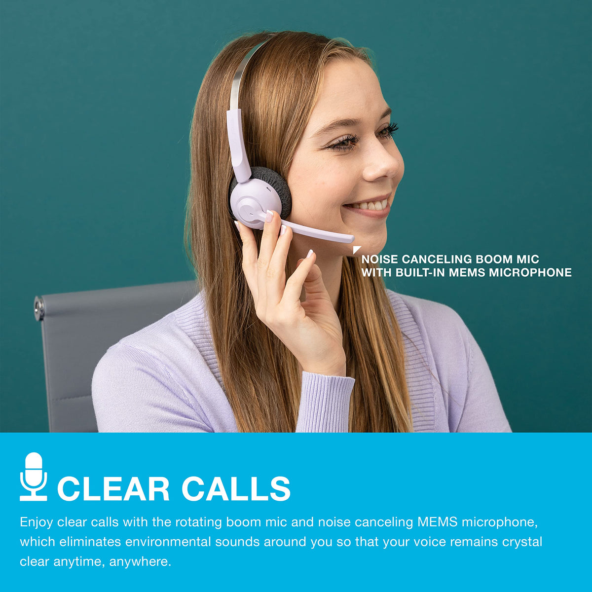 JLab Go Work Pop cloud foam cushions for all-day wearing comfort.