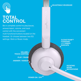 JLab Go Work Pop flip-to-mute mic for focused work.