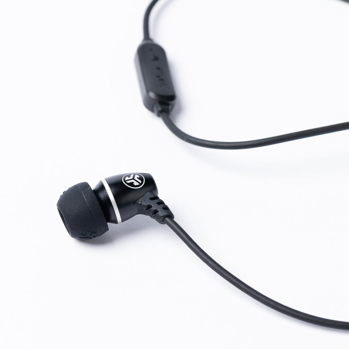 JLab JBuds J6MS single-earbud in black for secure fit and calls on the go.