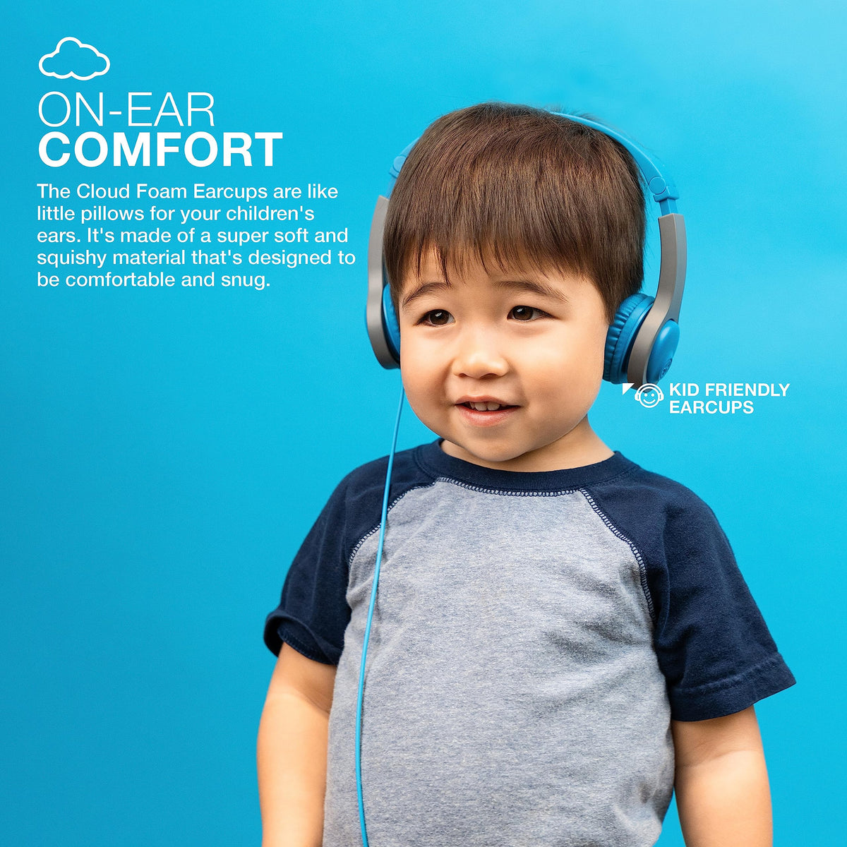 JLab JBuddies cloud foam closeup highlighting soft earcup comfort for kids