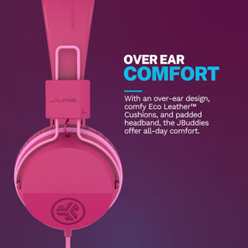 JLab JBuddies Studio on-ear headphones with adjustable headband for growing kids.