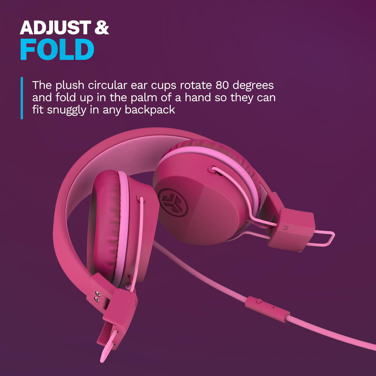 JLab JBuddies Studio on-ear headphones with 85dB limiter for safer listening.