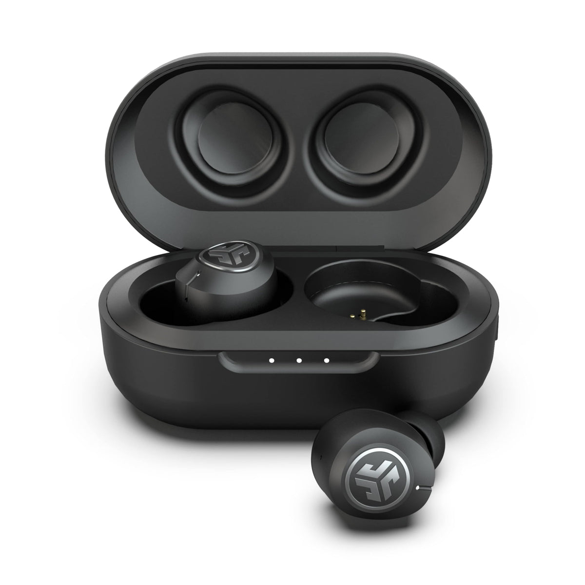 JLab JBuds Air ANC Gen 2 charging case in graphite for on-the-go power.