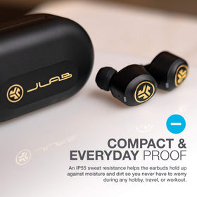 JLab JBuds Air Icon showing three EQ sound modes for listening