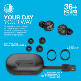 JLab JBuds Air Pro right earbud in use delivers immersive stereo sound.