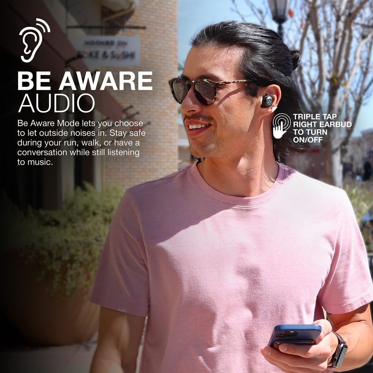 JLab JBuds Air Pro touch controls simplify playback and calls.