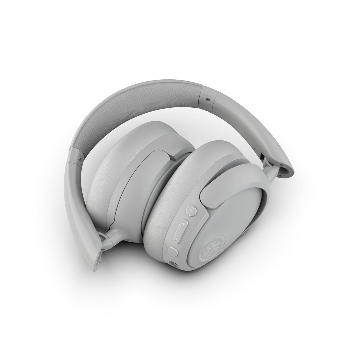 JLab headphones stored in travel case illustrating easy portability