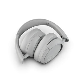 JLab headphones stored in travel case illustrating easy portability
