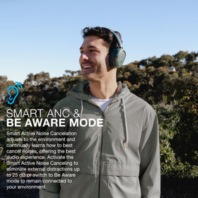 JLab JBuds Lux ANC earcup closeup showing Cloud Foam padding for extended listening comfort