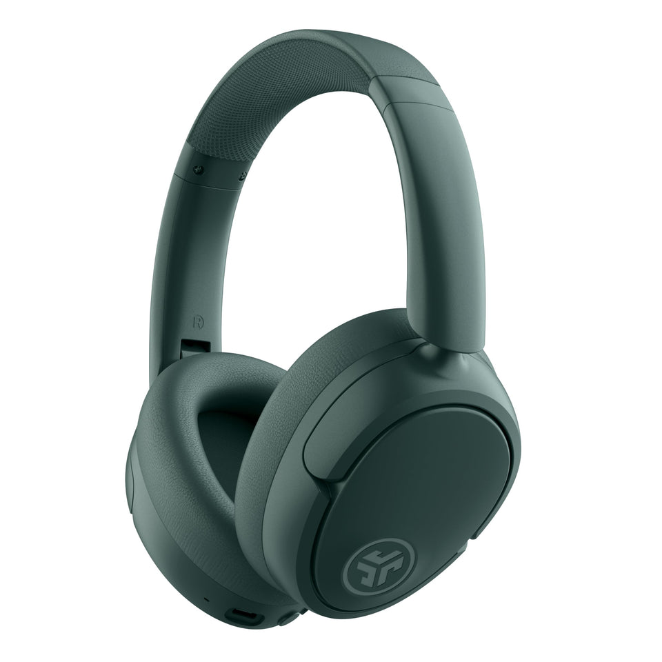 JLab JBuds Lux ANC front view showing sleek sage finish and clear controls benefit touring comfort