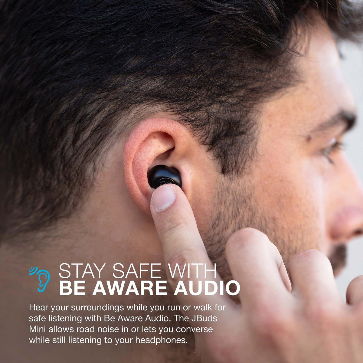 Smartphone screen with JLab App EQ controls tuned for personalized sound with JBuds Mini