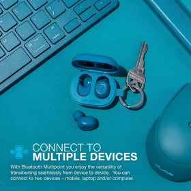 JLab JBuds Mini close-up of earbud texture highlighting lightweight 3.14 g comfort
