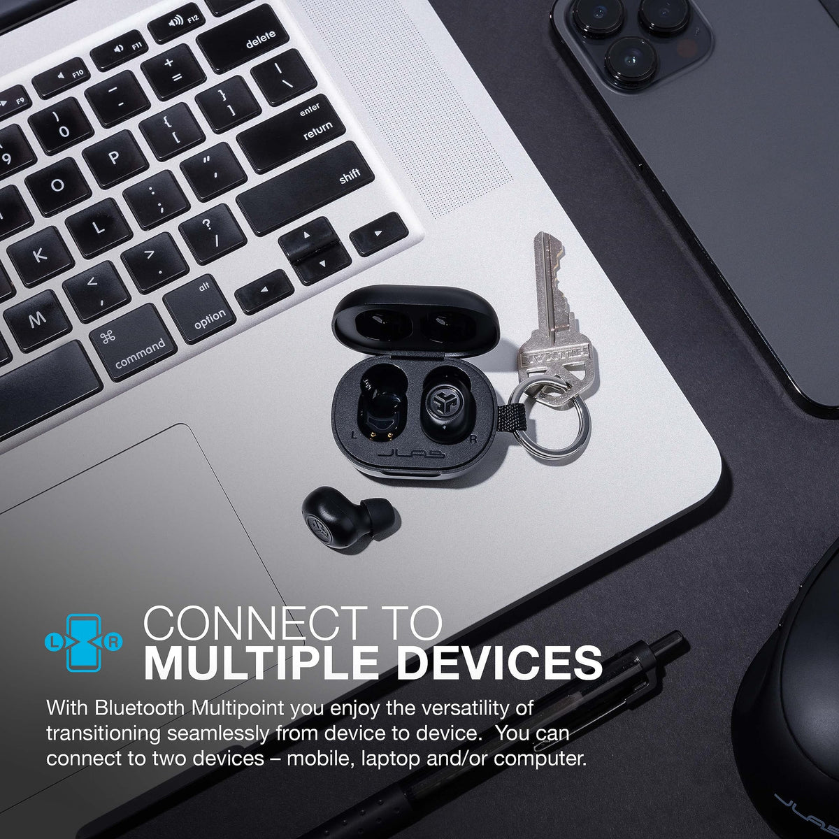 JLab JBuds Mini close-up of earbud texture and fit for comfortable lightweight wear