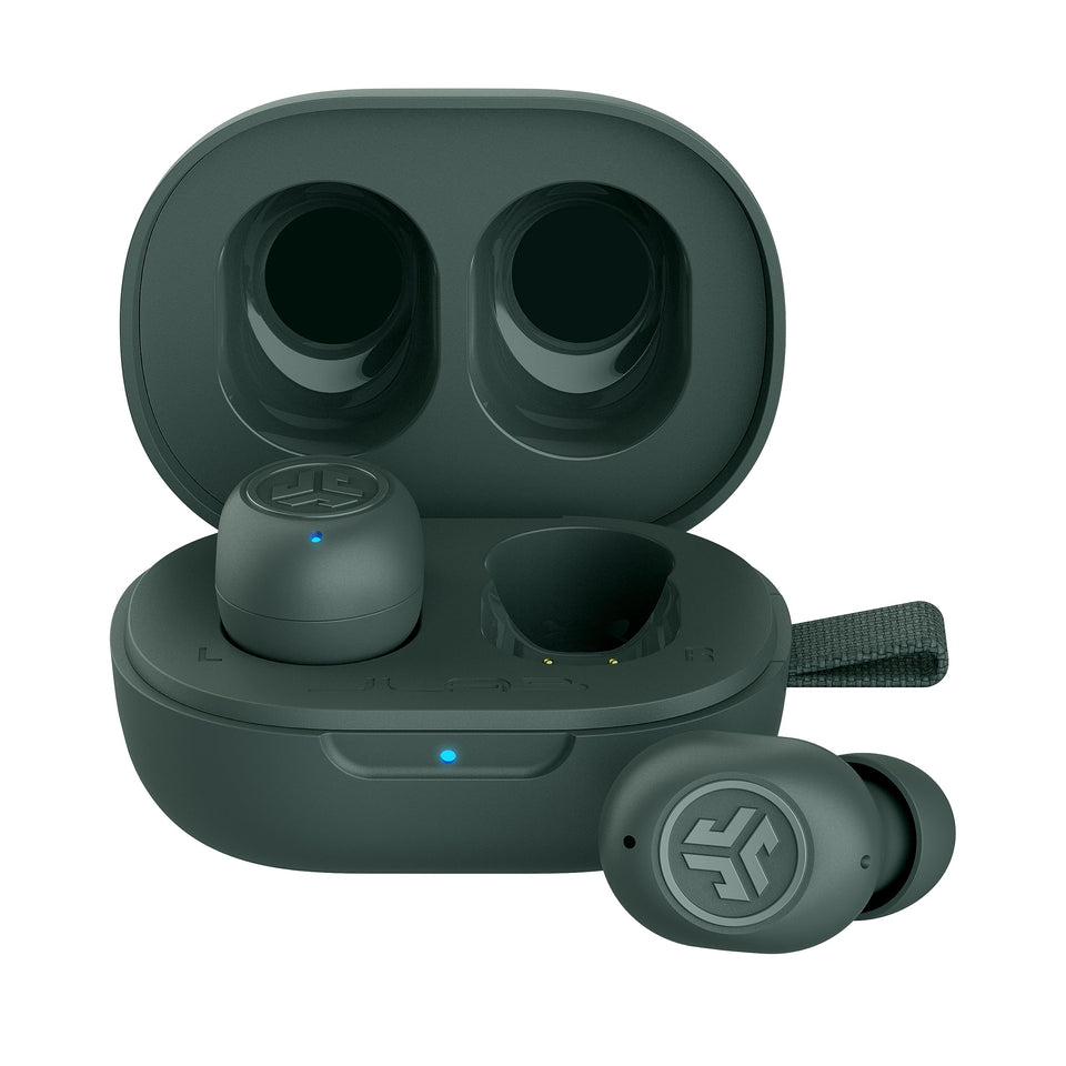 JLab JBuds Mini front view showcasing compact design and pocketable convenience