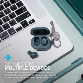 JLab JBuds Mini side profile highlighting small form factor and sleek finish