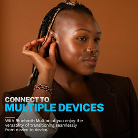 JLab JBuds Mini Tones charging case open showing extended battery convenience