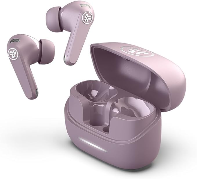 JLab JBuds Pods ANC Mauve case with charging dock for extended listening on the go