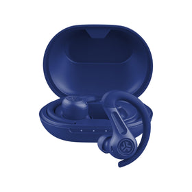 JLab JBuds Sport ANC 4 earbuds in cobalt blue, secure fit for workouts